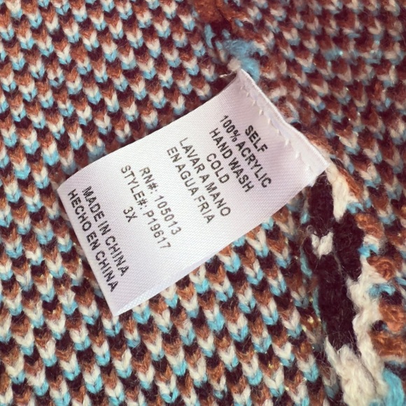 Savanna Jane Southwestern Blanket Crew Pullover Sweater Heavy Knit Aztec - Picture 7 of 8